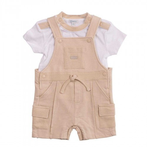 Front - Minoti Baby Tie Detail Dungarees Set