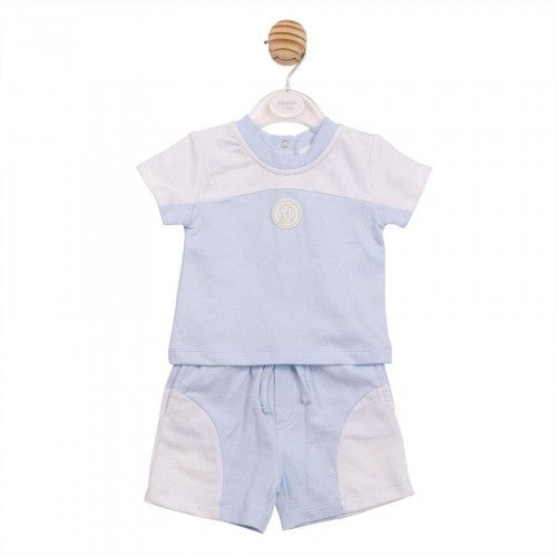Front - Mintini Baby Colour Block Short Pyjama Set