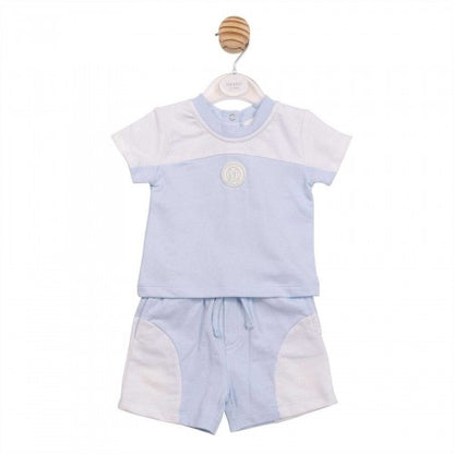 Front - Mintini Baby Colour Block Short Pyjama Set
