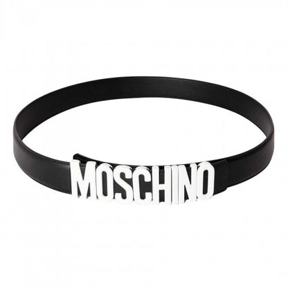 Front - Moschino Mens Logo Leather Belt