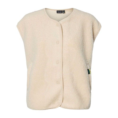 Front - Pieces Womens/Ladies Pckatty Teddy Fleece Vest Top