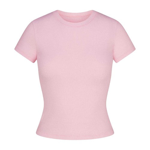 Front - Skims Womens/Ladies Ribbed Cotton Cropped T-Shirt