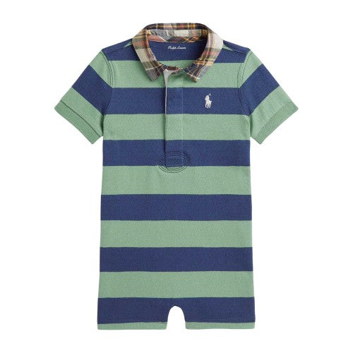 Front - Ralph Lauren Baby Shortall Short-Sleeved Romper