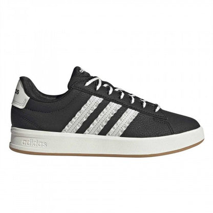 Front - Adidas Mens Grand Court 3 Stripes Flat Trainers