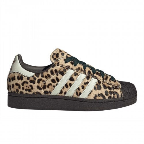 Front - Adidas Womens/Ladies Superstar Leopard Print Low Trainers