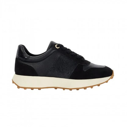 Front - Dune London Womens/Ladies Snake Print Leather Trainers