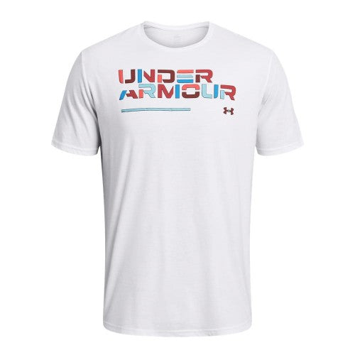Front - Under Armour Mens Wordmark Colour Block T-Shirt
