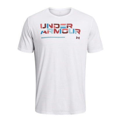 Front - Under Armour Mens Wordmark Colour Block T-Shirt
