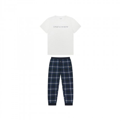 Front - Lyle & Scott Mens Ezekial Logo Pyjama Set