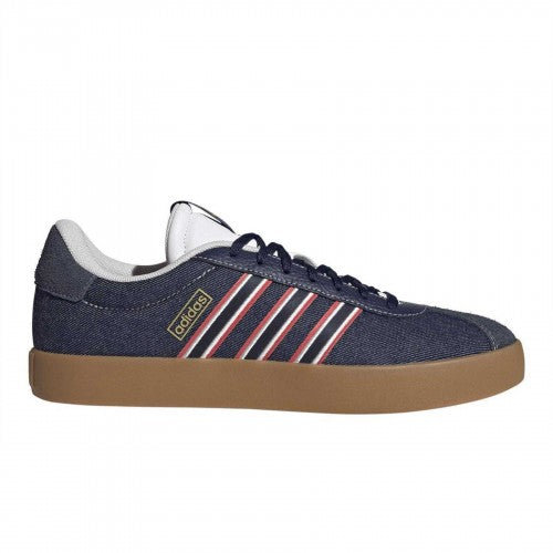 Front - Adidas Mens VL Court 3.0 Denim Look Trainers