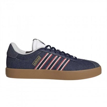Front - Adidas Mens VL Court 3.0 Denim Look Trainers
