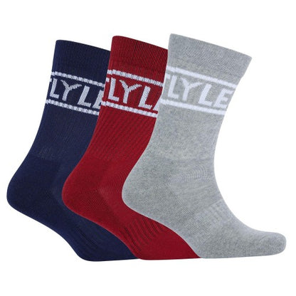 Front - Lyle & Scott Mens Logo Sport Socks (Pack of 3)