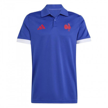 Front - Adidas Unisex Adult France FFR Rugby Polo Shirt