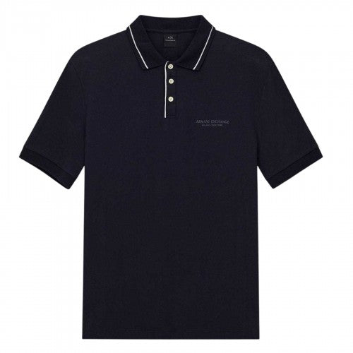 Front - Armani Exchange Mens Contrast Tipped Cotton Polo Shirt