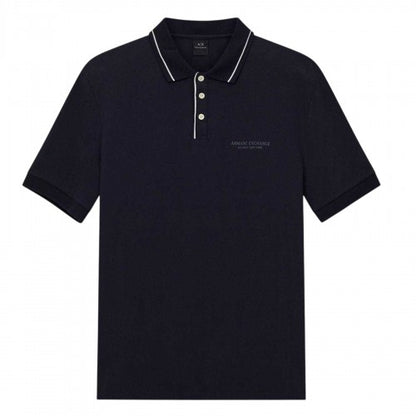 Front - Armani Exchange Mens Contrast Tipped Cotton Polo Shirt