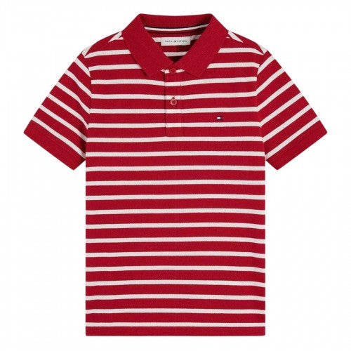 Front - Tommy Hilfiger Boys Striped Polo Shirt