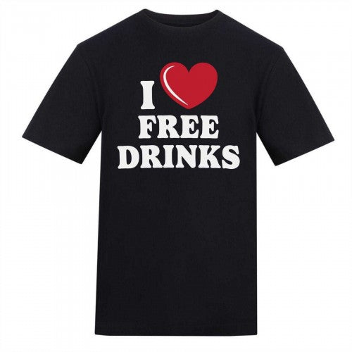 Front - AWD Unisex Adult I love Free Drinks T-Shirt