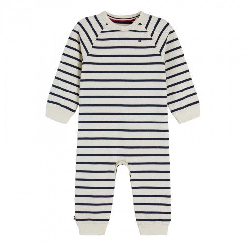 Front - Tommy Hilfiger Baby Striped Sleepsuit