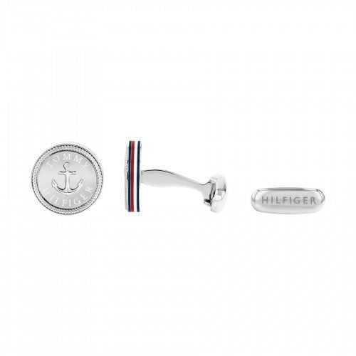Front - Tommy Hilfiger Mens Stainless Steel Anchor Cufflinks