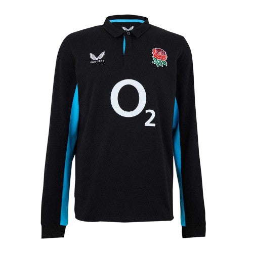 Front - Castore Mens 2025 England Rugby Long-Sleeved Polo Shirt