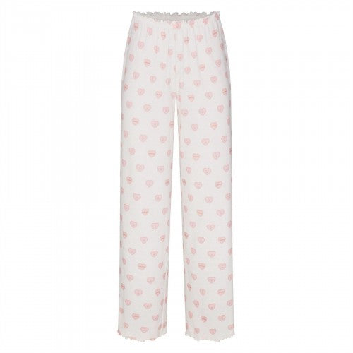 Front - Skims Womens/Ladies Pointelle Hearts Straight Leg Pyjama Bottoms