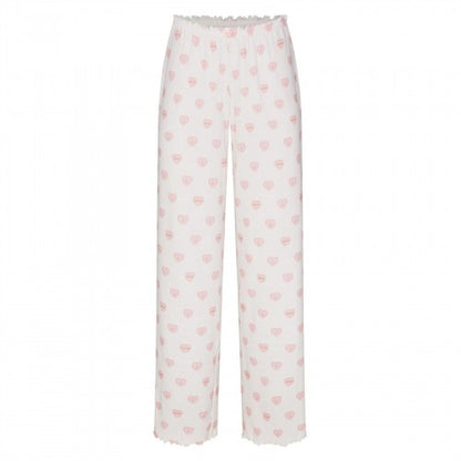 Front - Skims Womens/Ladies Pointelle Hearts Straight Leg Pyjama Bottoms