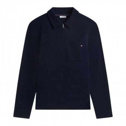Front - Tommy Hilfiger Mens Fleece Quarter Zip Polo Shirt