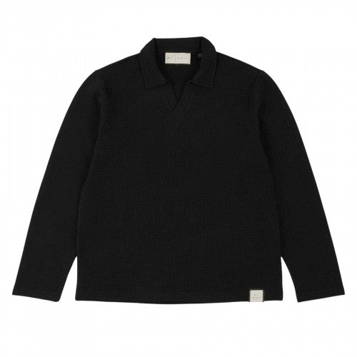 Front - Prevu Mens Altius Waffle Long-Sleeved Polo Shirt