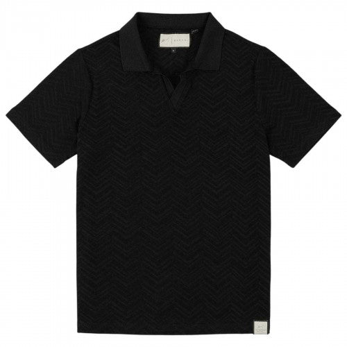 Front - Prevu Mens Abrey Herringbone Relaxed Fit Polo Shirt