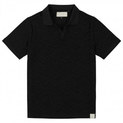 Front - Prevu Mens Abrey Herringbone Relaxed Fit Polo Shirt