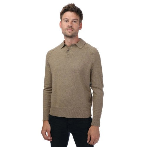 Front - Ted Baker Mens Karolt Cable Cashmere Textured Polo Shirt