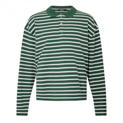 Front - Summit Mens Striped Long-Sleeved Polo Shirt