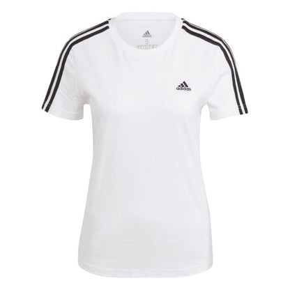 Front - Adidas Womens/Ladies Essentials 3 Stripes Slim T-Shirt