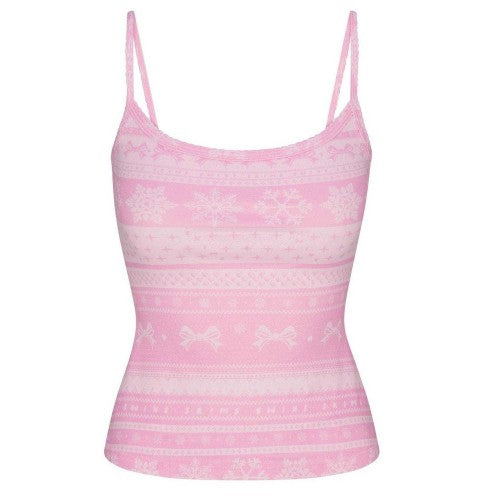 Front - Snowflake Womens/Ladies Logo Pointelle Fitted Camisole