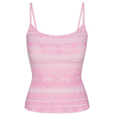 Front - Snowflake Womens/Ladies Logo Pointelle Fitted Camisole