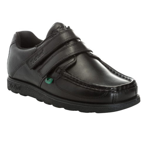 Front - Kickers Boys Fragma Leather Hook and Loop School Shoes