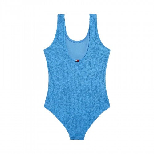 Front - Tommy Hilfiger Girls Scoop Neck One Piece Swimsuit