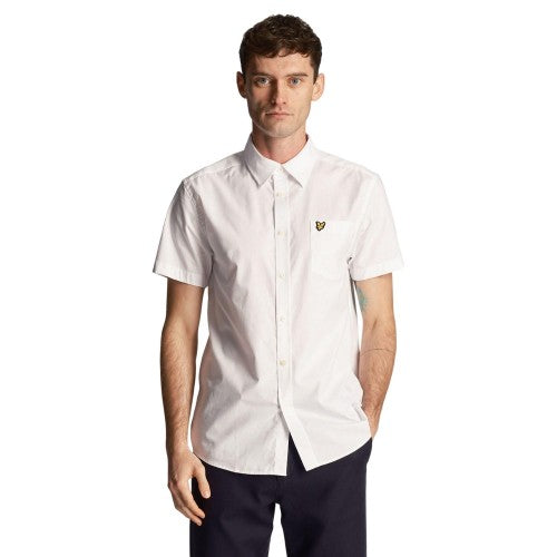 Front - Lyle & Scott Mens Plain Poplin Short-Sleeved Shirt