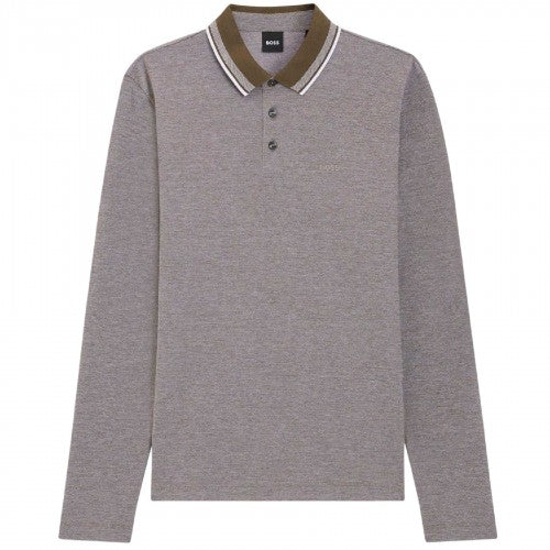 Front - Boss Mens Straight Long-Sleeved Polo Shirt