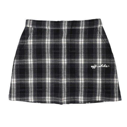 Front - Off White Girls Checked Flannel Skirt