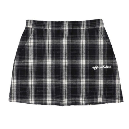 Front - Off White Girls Checked Flannel Skirt