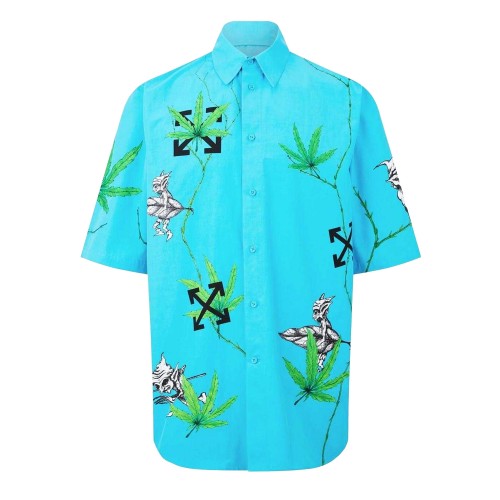 Front - Off White Mens Virgil Leaves Relaxed Fit Shirt