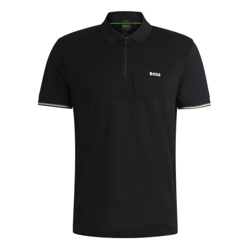 Front - Boss Mens Pima Logo Regular Short-Sleeved Polo Shirt