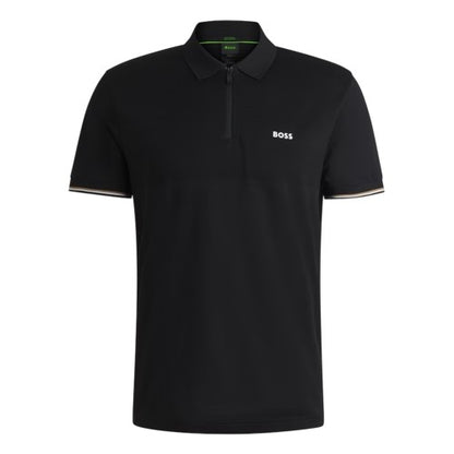 Front - Boss Mens Pima Logo Regular Short-Sleeved Polo Shirt