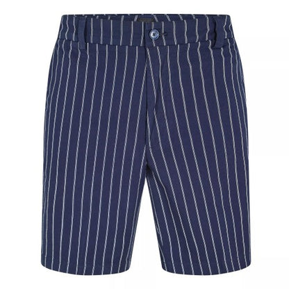 Front - Boss Mens Kane Fleece Striped Relaxed Fit Shorts