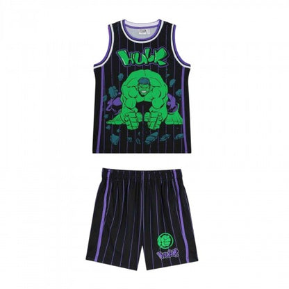 Front - Hulk Childrens/Kids Back Print Basketball Jersey Set