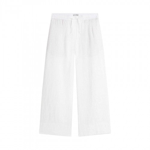 Front - Tommy Hilfiger Womens/Ladies Linen Wide Leg Trousers