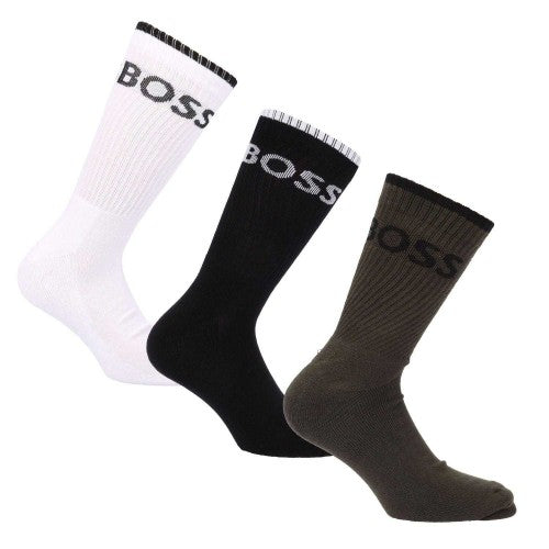 Front - Boss Mens Logo Ribbed Socks (Pack of 6)