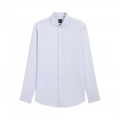 Front - Boss Mens Textured Check Spread Collar Shirt