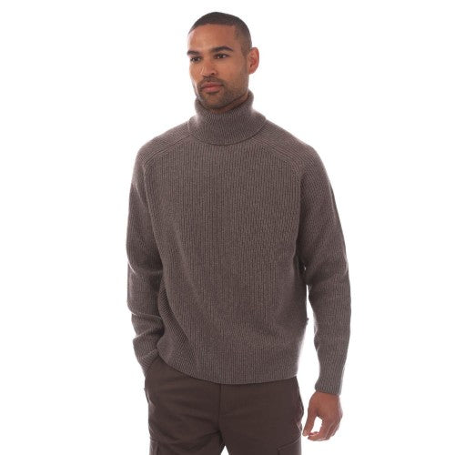 Front - Boss Mens C Evento Chunky Knit Roll Neck Sweater Top